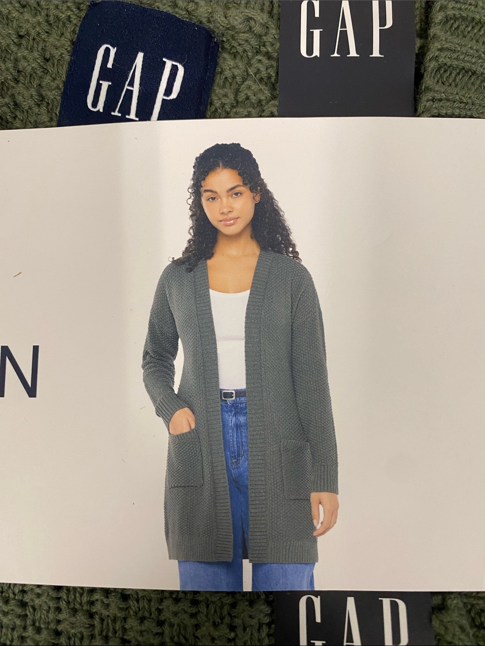GAP Olive Green Knit Open-Front Cardigan - Women's